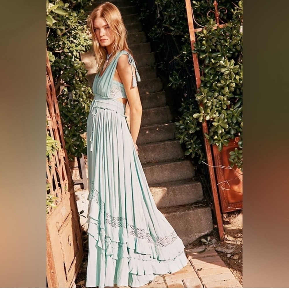 Free People Blue Santa Maria Maxi Dress B06 - Picture 2 of 7